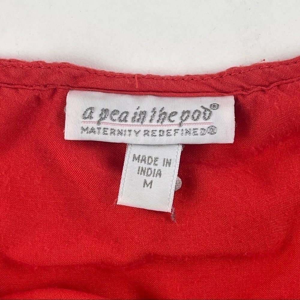 A Pea In The Pod Maternity Tshirt Womens Medium Red Scrunch Sleeve - Picture 2 of 7